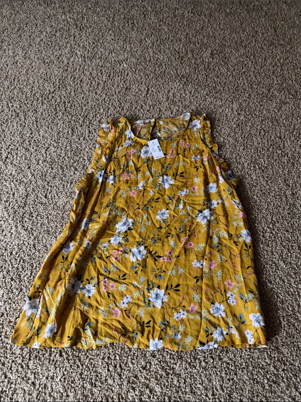 Maurices Mustard Yellow Floral Tank Top